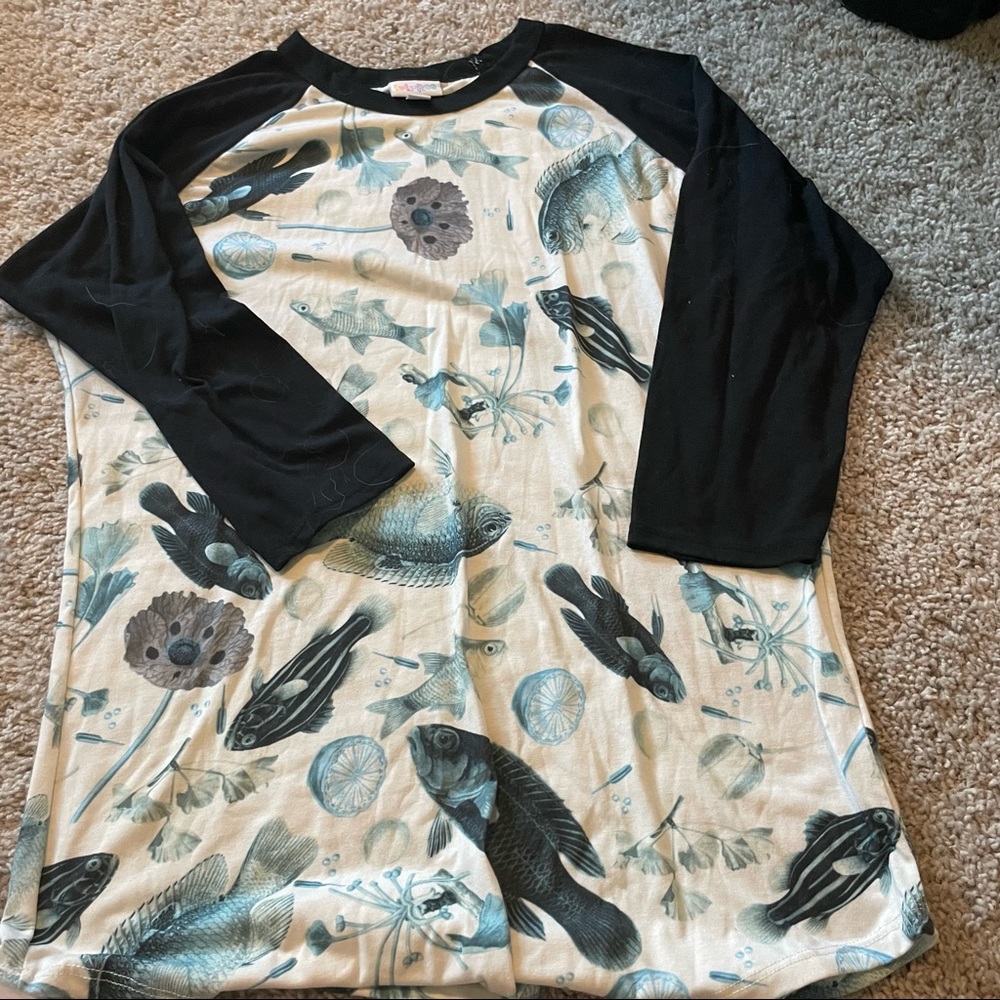 LuLaRoe Sea Life Baseball Tee | M